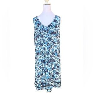 J. Jill Blue Sleeveless Scoop Neck Midi Sundress Womens Sz L Beachy Cool Summer